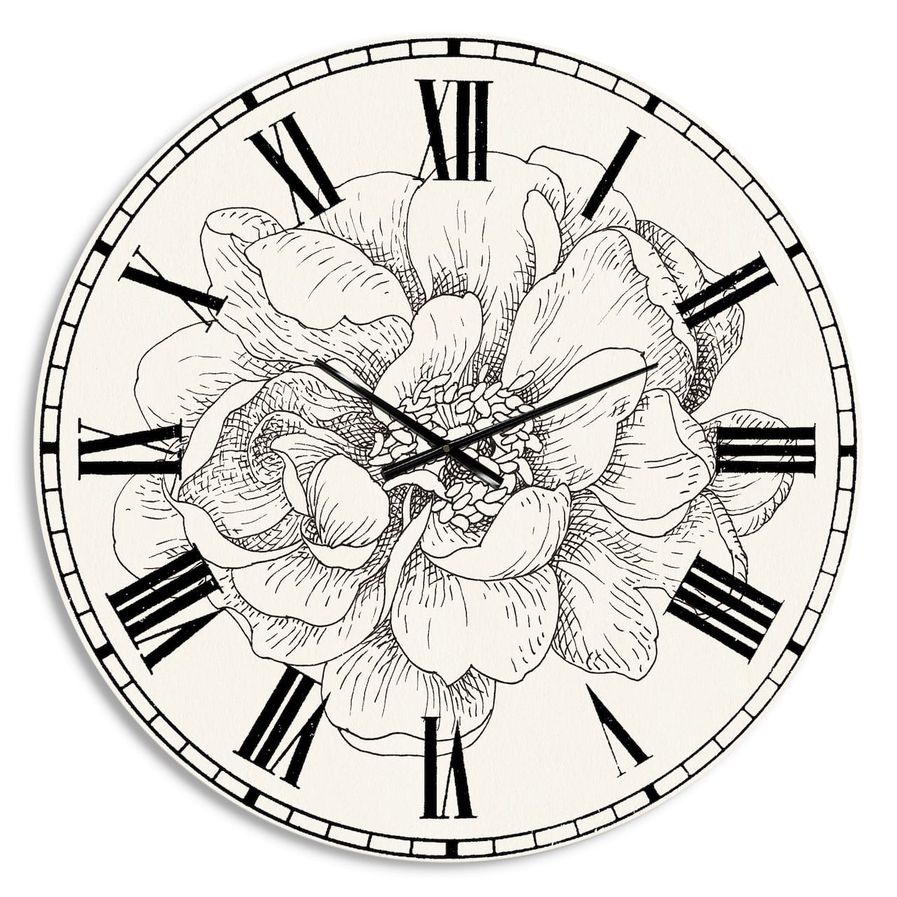 Designart 'Pen And Ink Florals Iv Farmhouse Wall Clock